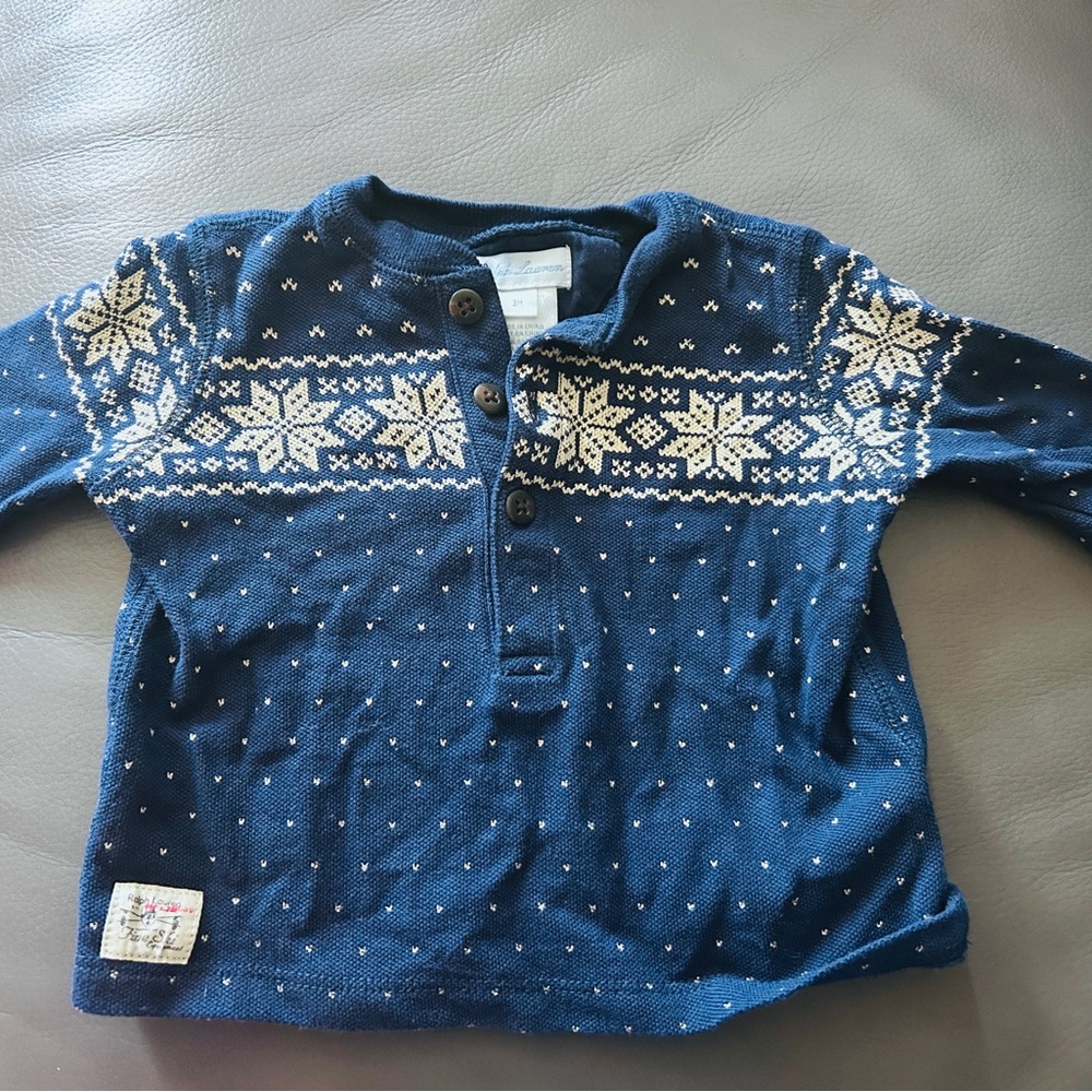 Ralph Lauren Blue and Cream Sweater with Nordic Pattern